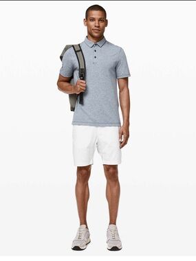 Lululemon Evolution Polo shirt , Silverescent in Heathered  Mach Blue size M